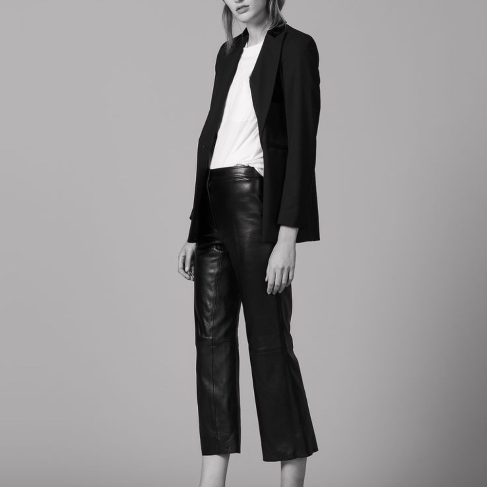 SANDRO BLACK LEATHER CHIC TROUSERS